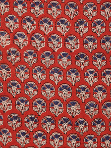 Red Indigo Beige Hand Block Printed Cotton Fabric Per Meter - F001F1739