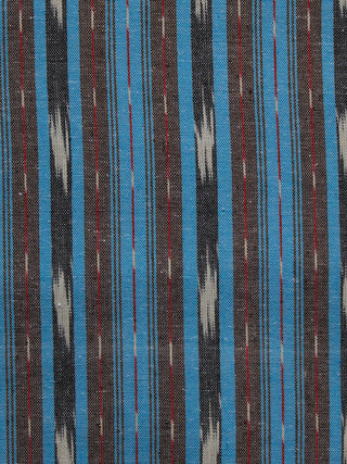 Blue Grey Maroon Ivory Pochampally Hand Woven Ikat Fabric Per Meter - F002F925
