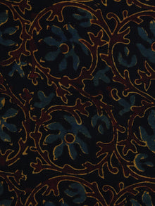 Black Blue Brown Ajrakh Hand Block Printed Cotton Blouse Fabric - BPA005