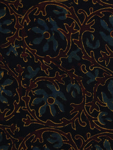 Black Blue Brown Ajrakh Hand Block Printed Cotton Blouse Fabric - BPA005