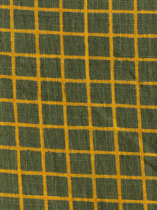 Green Mustard Hand Block Printed Cotton Fabric Per Meter - F001F1993