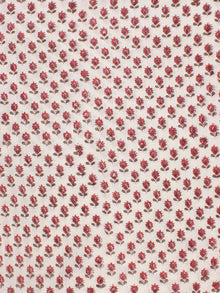 White Red Pink Hand Block Printed Cotton Fabric Per Meter - F001F2349
