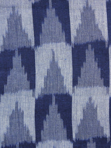 Blue White Grey Pochampally Hand Woven Ikat Fabric Per Meter - F002F1053