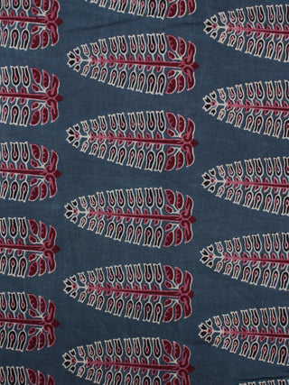 Indigo Maroon Ivory Pink Ajrakh Printed Cotton Fabric Per Meter - F003F866