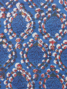 Indigo Ivory Red Green Hand Block Printed Cotton Fabric Per Meter - F001F1728