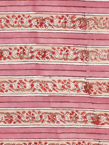 Salmon Pink Red Peanut Brown Hand Block Printed Cotton Fabric Per Meter - F001F2333