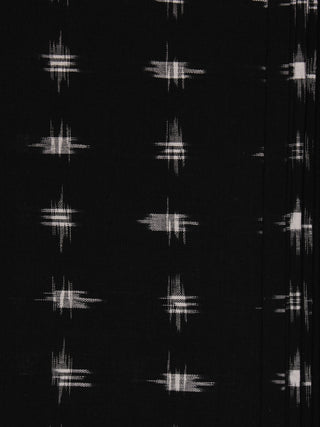 Black White Pochampally Hand Weaved Double Ikat Fabric Per Meter - F002F798