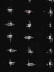 Black White Pochampally Hand Weaved Double Ikat Fabric Per Meter - F002F798