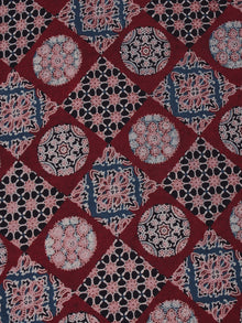 Maroon Ivory Pink Black Ajrakh Block Printed Cotton Fabric Per Meter - F0916677