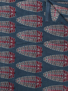 Indigo Maroon Ivory Pink Ajrakh Printed Cotton Fabric Per Meter - F003F866