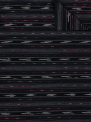 Black Grey Red Pochampally Hand Weaved Ikat Fabric Per Meter - F0916717