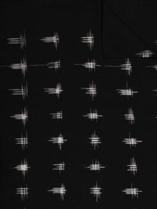 Black White Pochampally Hand Weaved Double Ikat Fabric Per Meter - F002F798