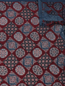 Maroon Ivory Pink Black Ajrakh Block Printed Cotton Fabric Per Meter - F0916677