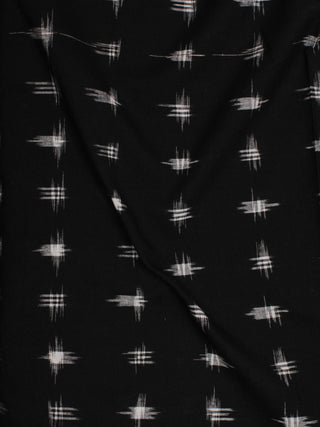 Black White Pochampally Hand Weaved Double Ikat Fabric Per Meter - F002F798