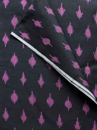 Black Onion Pink Pochampally Hand Weaved Ikat Mercerised Cotton Fabric Per Meter - F002F1855