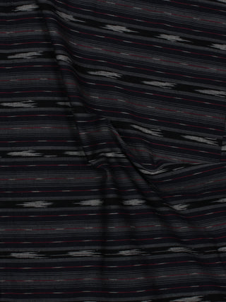 Black Grey Red Pochampally Hand Weaved Ikat Fabric Per Meter - F0916717