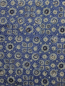 Blue Olive Green Black Ajrakh Printed Cotton Fabric Per Meter - F003F1205