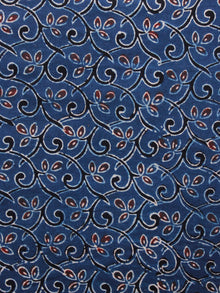 Indigo Maroon Black Ivory Ajrakh Hand Block Printed Cotton Fabric Per Meter - F003F1623