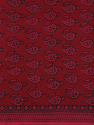 Crimson Red Pink Black Bagh Printed Cotton Fabric Per Meter - F005F2101