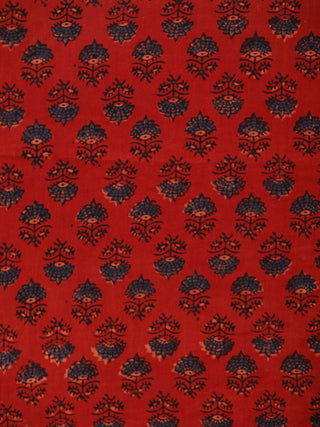 Red Black Blue Ajrakh Hand Block Printed Cotton Fabric Per Meter - F003F1783