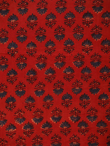 Red Black Blue Ajrakh Hand Block Printed Cotton Fabric Per Meter - F003F1783
