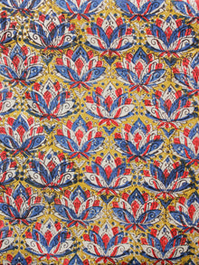 Mustard Indigo Red White Hand Block Printed Cotton Fabric Per Meter - F001F1380