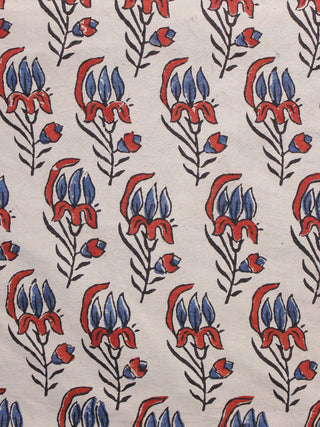 Baby Pink Red Black Blue Ajrakh Hand Block Printed Cotton Blouse Fabric - BPA073