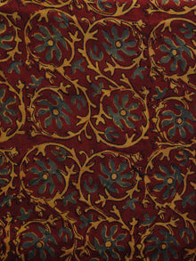 Maroon Rust Orange Green Ajrakh Hand Block Printed Cotton Blouse Fabric - BPA050