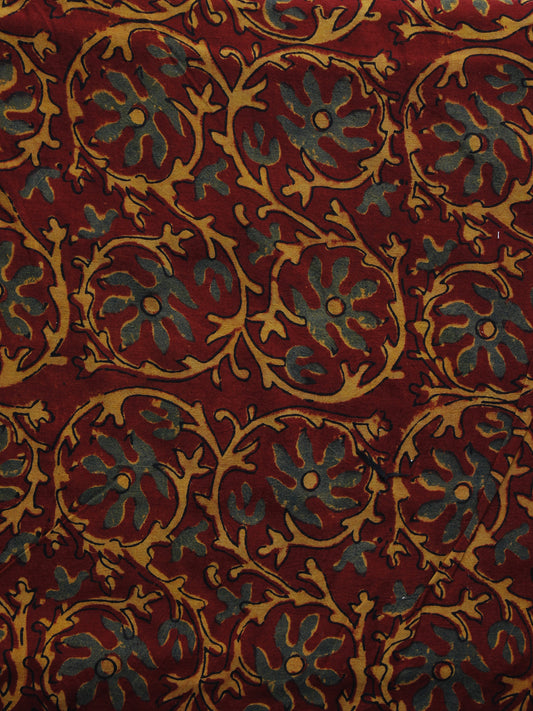 Maroon Rust Orange Green Ajrakh Hand Block Printed Cotton Blouse Fabric - BPA050