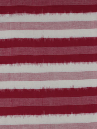 Red Ivory Pink Pochampally Hand Weaved Double Ikat Full Striped Fabric Per Meter - F0916759