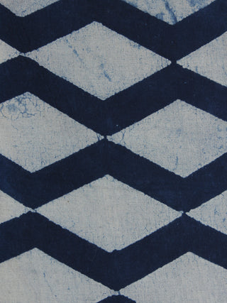 Indigo White Hand Block Printed Cotton  cambric Fabric Per Meter - F0916011