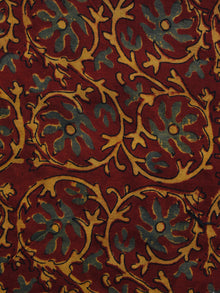 Maroon Rust Orange Green Ajrakh Hand Block Printed Cotton Blouse Fabric - BPA050