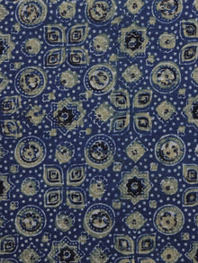Blue Olive Green Black Ajrakh Printed Cotton Fabric Per Meter - F003F1205