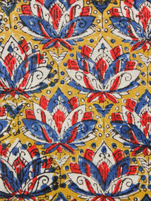 Mustard Indigo Red White Hand Block Printed Cotton Fabric Per Meter - F001F1380