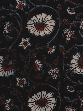 Black Brown Ivory Hand Block Printed Cotton Fabric Per Meter - F001F1096