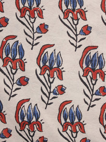 Baby Pink Red Black Blue Ajrakh Hand Block Printed Cotton Blouse Fabric - BPA073