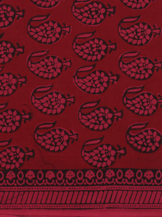 Crimson Red Pink Black Bagh Printed Cotton Fabric Per Meter - F005F2101