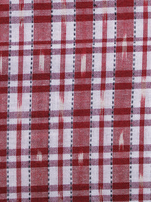 White Red Checks Pochampally Hand Weaved Ikat Fabric Per Meter - F003F1259