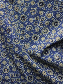 Blue Olive Green Black Ajrakh Printed Cotton Fabric Per Meter - F003F1205