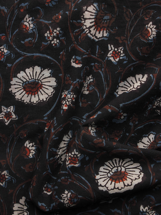 Black Brown Ivory Hand Block Printed Cotton Fabric Per Meter - F001F1096