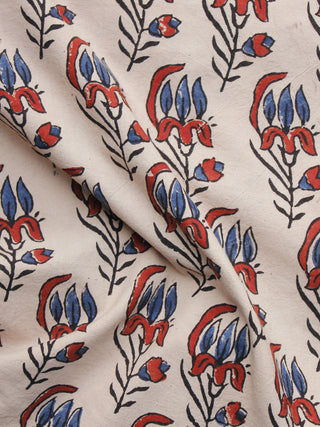 Baby Pink Red Black Blue Ajrakh Hand Block Printed Cotton Blouse Fabric - BPA073