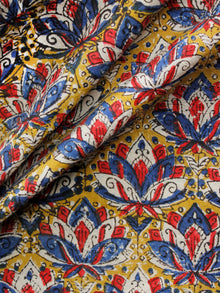 Mustard Indigo Red White Hand Block Printed Cotton Fabric Per Meter - F001F1380