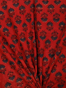 Red Black Blue Ajrakh Hand Block Printed Cotton Fabric Per Meter - F003F1783