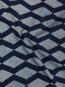 Indigo White Hand Block Printed Cotton  cambric Fabric Per Meter - F0916011