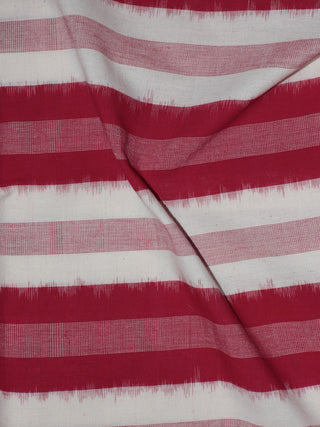 Red Ivory Pink Pochampally Hand Weaved Double Ikat Full Striped Fabric Per Meter - F0916759