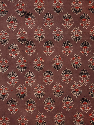Brown Black Maroon Beige Ajrakh Hand Block Printed Cotton Fabric Per Meter - F003F1784