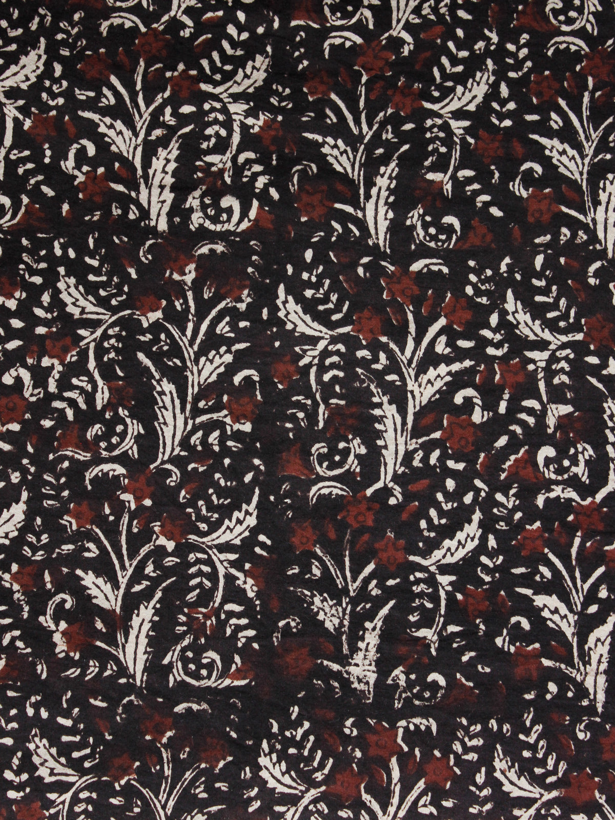Black Brown Ivory Hand Block Printed Cotton Fabric Per Meter - F001F1381