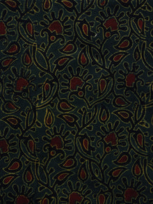 Green Black Rust Ajrakh Hand Block Printed Cotton Blouse Fabric - BPA051
