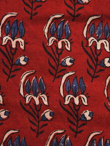 Rust Black Blue Ajrakh Hand Block Printed Cotton Blouse Fabric - BPA074