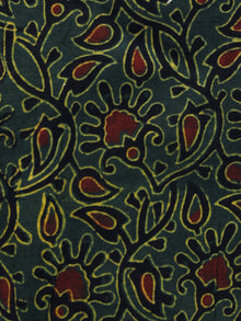 Green Black Rust Ajrakh Hand Block Printed Cotton Blouse Fabric - BPA051